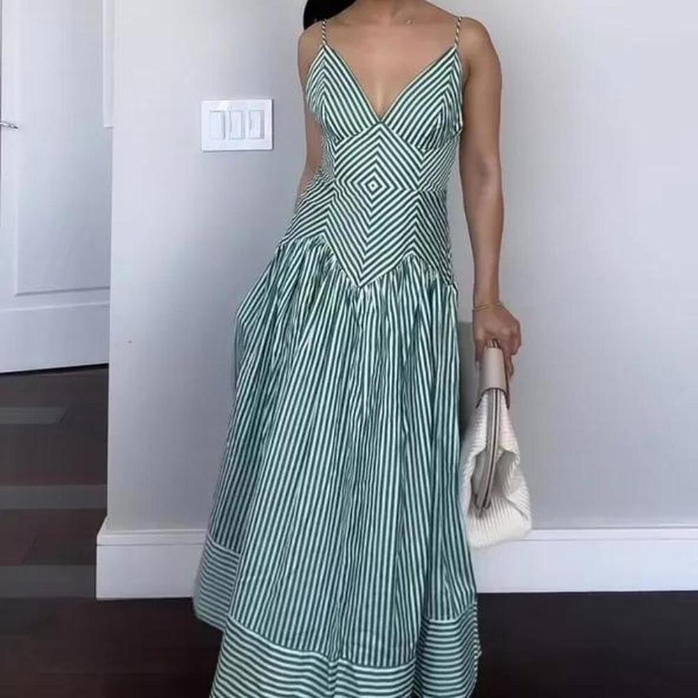 FARM Rio Green Striped Dress